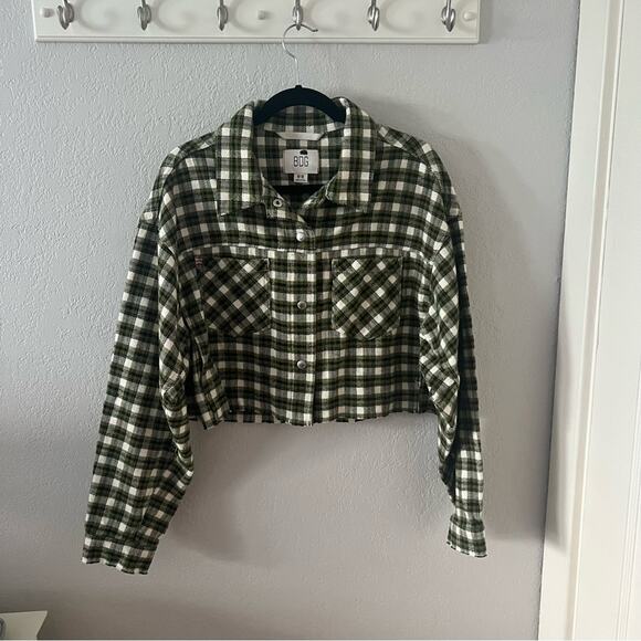 Urban Outfitters BDG Carissa Green Plaid Flannel Cropped Shirt Jacket - Picture 3 of 9